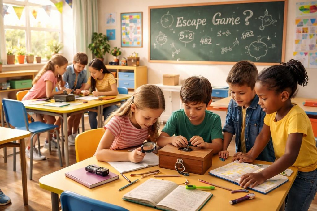 découvrez notre escape game spécialement conçu pour l'école primaire, une activité ludique et éducative qui développe l'esprit d'équipe et la réflexion des enfants.